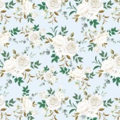 White Rose On Blue Background